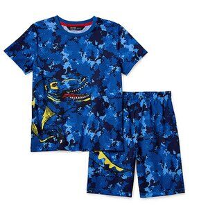 Peace Love & Dreams Dinosaur Boys Crew Neck Short Sleeve Shirt Shorts Pajama Set